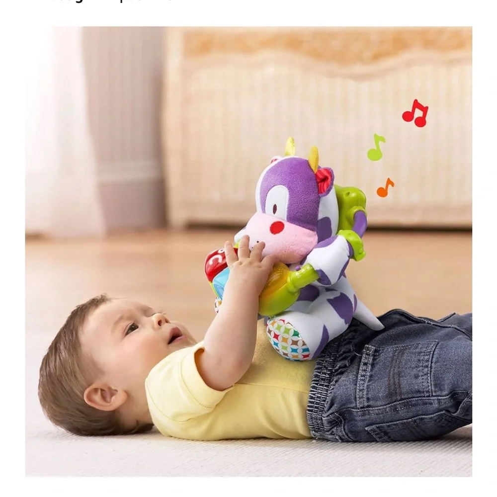 Vtech Purple and Yellow Learning Cow Toy with Rattles